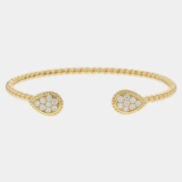 Boucheron 18K Yellow Gold and Diamond Serpent Boheme Twin Motif Bangle Bracelet
