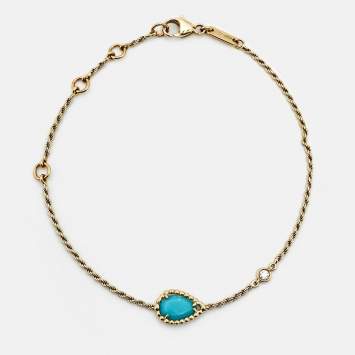 Pre Owned Boucheron Serpent Boheme Turquoise Diamond 18K Yellow Gold Bracelet