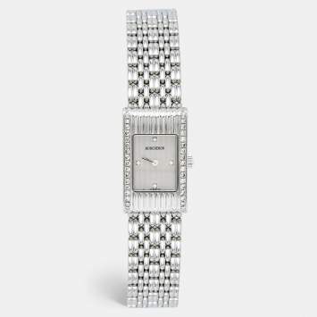 Pre Owned Boucheron Silver Diamonds Stainless Steel Reflet Women's Wristwatch 18 mm (With 8 Straps)