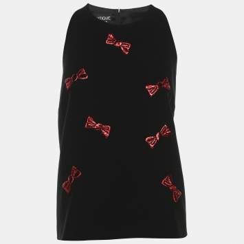Pre Owned Boutique Moschino Black Crepe Top M