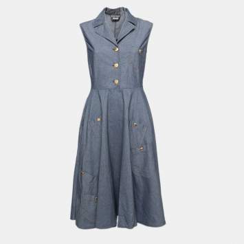 Pre Owned Boutique Moschino Blue Denim Sleeveless Dress M