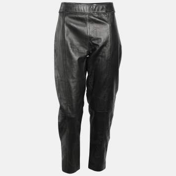 Pre Owned Boutique Moschino Black Leather Trouser M