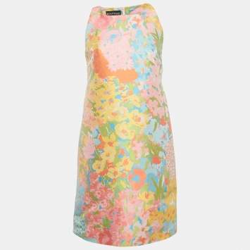 Pre Owned Boutique Moschino Multicolor Jacquard Sleeveless Mini Dress M