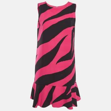 Pre Owned Boutique Moschino Black/Pink Zebra Print Jersey Sleeveless Dress M