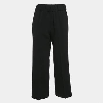 Pre Owned Boutique Moschino Black Crepe Wide Leg Pants S