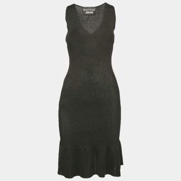 Pre Owned Boutique Moschino Black Lurex Knit Sleeveless Bodycon Dress M