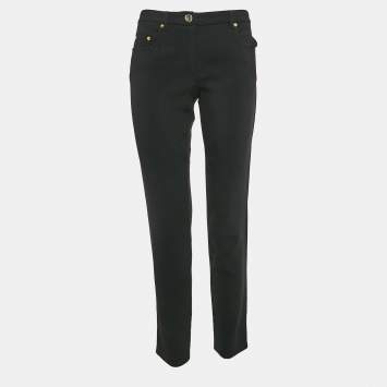 Pre Owned Boutique Moschino Black Crepe Formal Trousers S