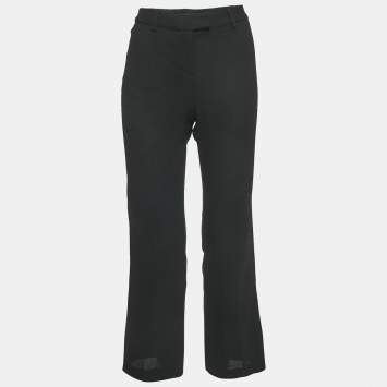 Pre Owned Boutique Moschino Black Wool Straight Leg Formal Trousers S
