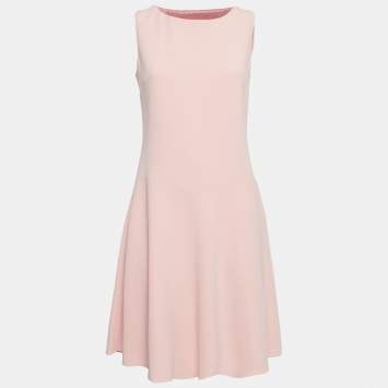 Pre Owned Boutique Moschino Pink/Peach Crepe Sleeveless Short Dress S
