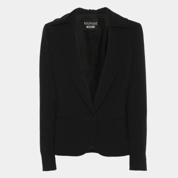 Pre Owned Boutique Moschino Black Crepe Bow Single Breasted Blazer S