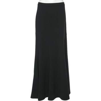 Pre Owned Boutique Moschino Black Crepe Maxi Skirt M