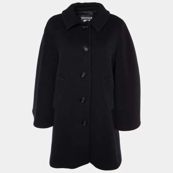 Pre Owned Boutique Moschino Black Wool Cape Sleeve Short Coat L