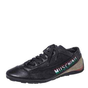 Pre Owned Moschino Black Suede Leather Low Top Sneakers Size 43