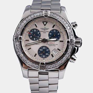Breitling Customised Diamond Stainless Steel Colt A73380 Quartz Men's Wristwatch 41mm