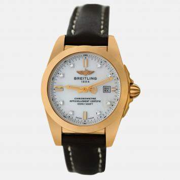 Pre Owned Breitling Galactic H7234812A792 Quartz MOP 18K Rose Gold Women’s Wristwatch 29 mm