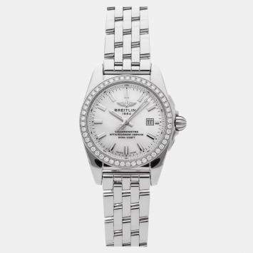 Pre Owned Pre-Owned Breitling Galactic 29 A7234853/A784 White Quartz Stainless Steel Men's Wristwatch 29 mm