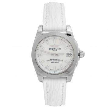 Pre Owned Breitling MOP Stainless Steel Leather Galactic W7433012/A779 Women's Wristwatch 36 MM
