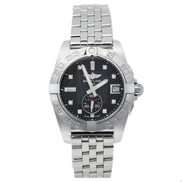 Pre Owned Breitling Black Stainless Steel Diamonds Galactic A37330 Men's Wristwatch 36 mm