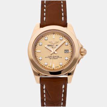 Pre Owned Breitling Galactic H7133012/H550 Quartz Champagne 18k Rose Gold Women’s Wristwatch 32mm