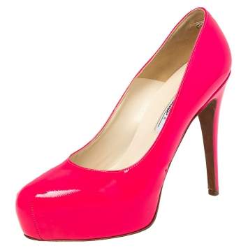 Pre Owned Brian Atwood Pink  Patent Leather Platform  Pumps Size 38.5