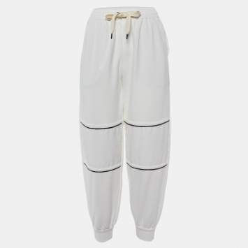Brunello Cucinelli White Cotton Monili Detail Jogger Pants XXS 