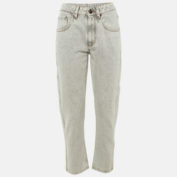 Pre Owned Brunello Cucinelli Light Grey Denim The Straight Leg Jeans S/Waist 28"