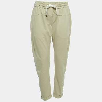 Pre Owned Brunello Cucinelli  Beige Cotton Drawstring-Waist Joggers L