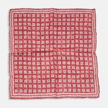 Pre Owned Brunello Cucinelli Red Printed Linen Blend Handkerchief 