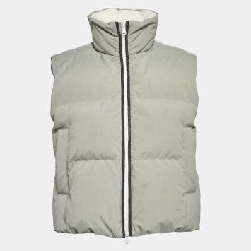 Pre Owned Brunello Cucinelli Green Synthetic Zip-Up Quilted Down Vest S