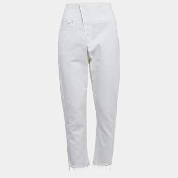 Pre Owned Brunello Cucinelli White Denim Raw Edge Detail Jeans S Waist  31"