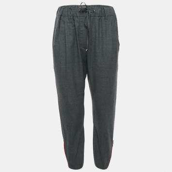 Pre Owned Brunello Cucinelli Grey Wool Trackpants M