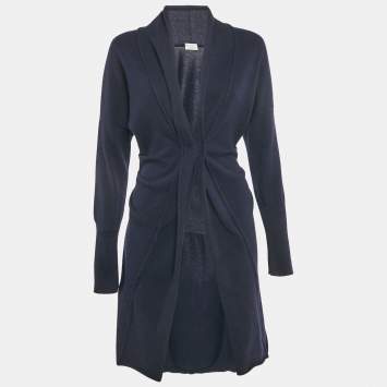 Pre Owned Brunello Cucinelli Navy Blue Cashmere Button Front Cardigan M