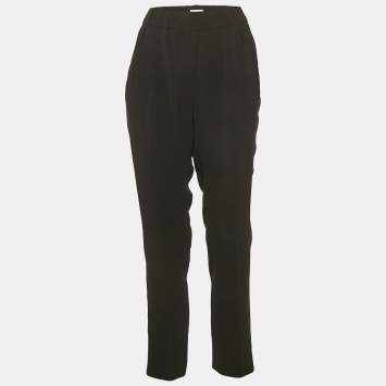 Brunello Cucinelli Black Crepe Trousers L