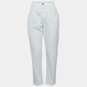 Brunello Cucinelli White Cotton High-Rise Jeans S Waist 26"