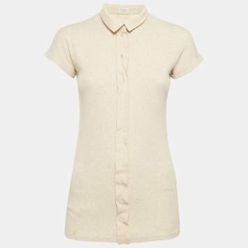 Brunello Cucinelli Light Beige Rib Knit Top L