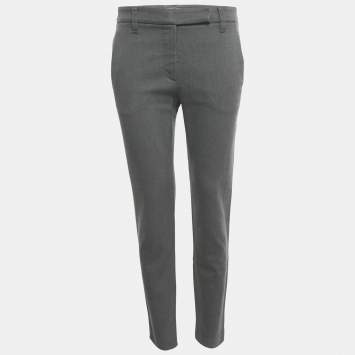 Pre Owned Brunello Cucinelli Grey Gabardine Formal Trousers M