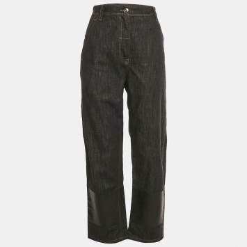 Pre Owned Brunello Cucinelli Black Denim Straight Leg Jeans M/Waist 32"