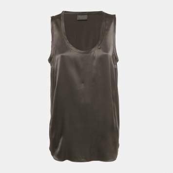 مملوكة مسبقًا Brunello Cucinelli Black Silk Satin Tank Top XXXL