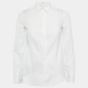 Pre Owned Brunello Cucinelli White Cotton Buttoned Shirt XS