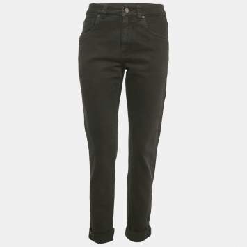 Pre Owned Brunello Cucinelli Black Denim Straight Leg Mid Rise Jeans S/Waist 27"