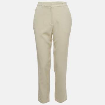 Pre Owned بنطلون برونيلي كوتشينيللي خليط صوف بيج قصة مستقيمة مقاس صغير