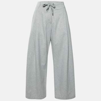 مملوكة مسبقًا Brunello Cucinelli Grey Cotton Wide Leg Track Pants M