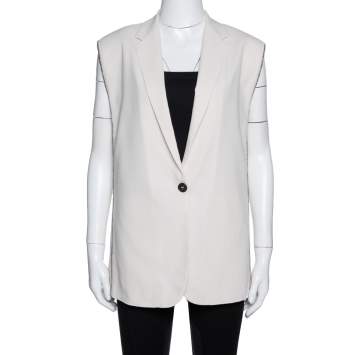 Pre Owned Brunello Cucinelli Ecru Silk Monili Trim Vest M