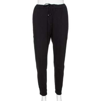 Pre Owned Brunello Cucinelli Black Cotton Monili Embellished Track Pants M