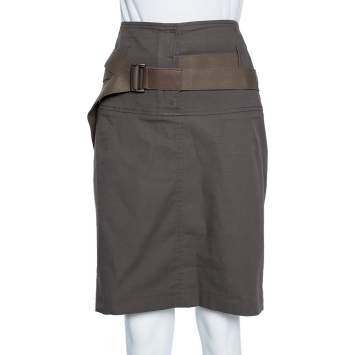 Pre Owned Brunello Cucinelli X Gunex Brown Cotton Belted Mini Skirt M