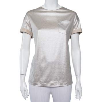 مملوكة مسبقًا Brunello Cucinelli Metallic Cotton Crewneck T-Shirt XL