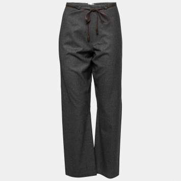 Pre Owned Brunello Cucinelli Charcoal Grey Wool Drawstring Pants M