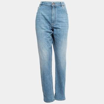 Pre Owned Brunello Cucinelli Blue Denim Straight Leg Mid Ride Jeans XL Waist 38"