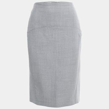 Pre Owned Brunello Cucinelli Grey Wool Skirt L