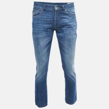Pre Owned Brunello Cucinelli Blue Washed Denim Traditional Fit Jeans L Waist 32"